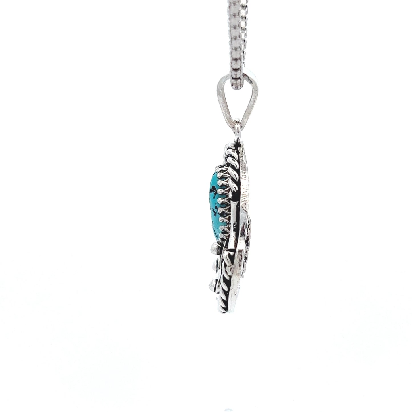 Sterling Silver Turquoise & Duck Pendant