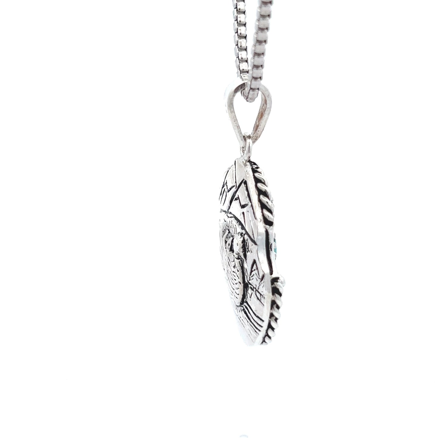 Sterling Silver Turquoise & Duck Pendant