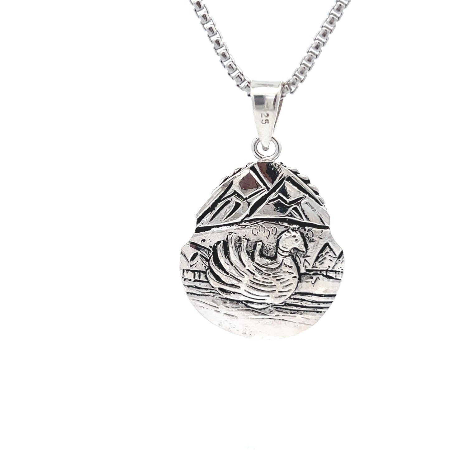 Sterling Silver Turquoise & Duck Pendant