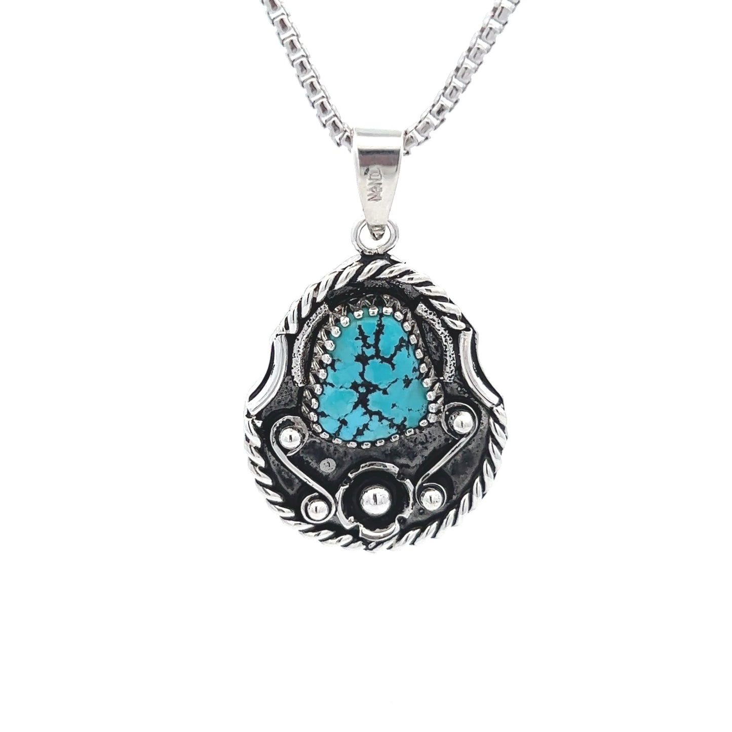 Sterling Silver Turquoise & Duck Pendant