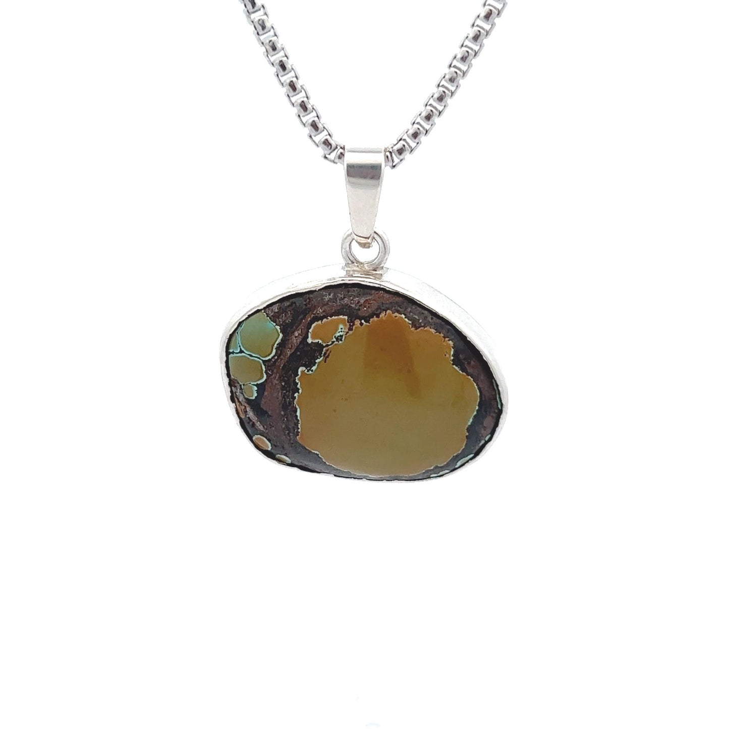 Silver green Turquoise cow Pendant