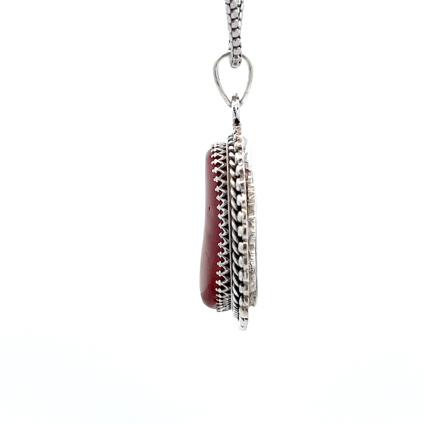 Silver Bird & Leaf Pendant w/ Jasper stone