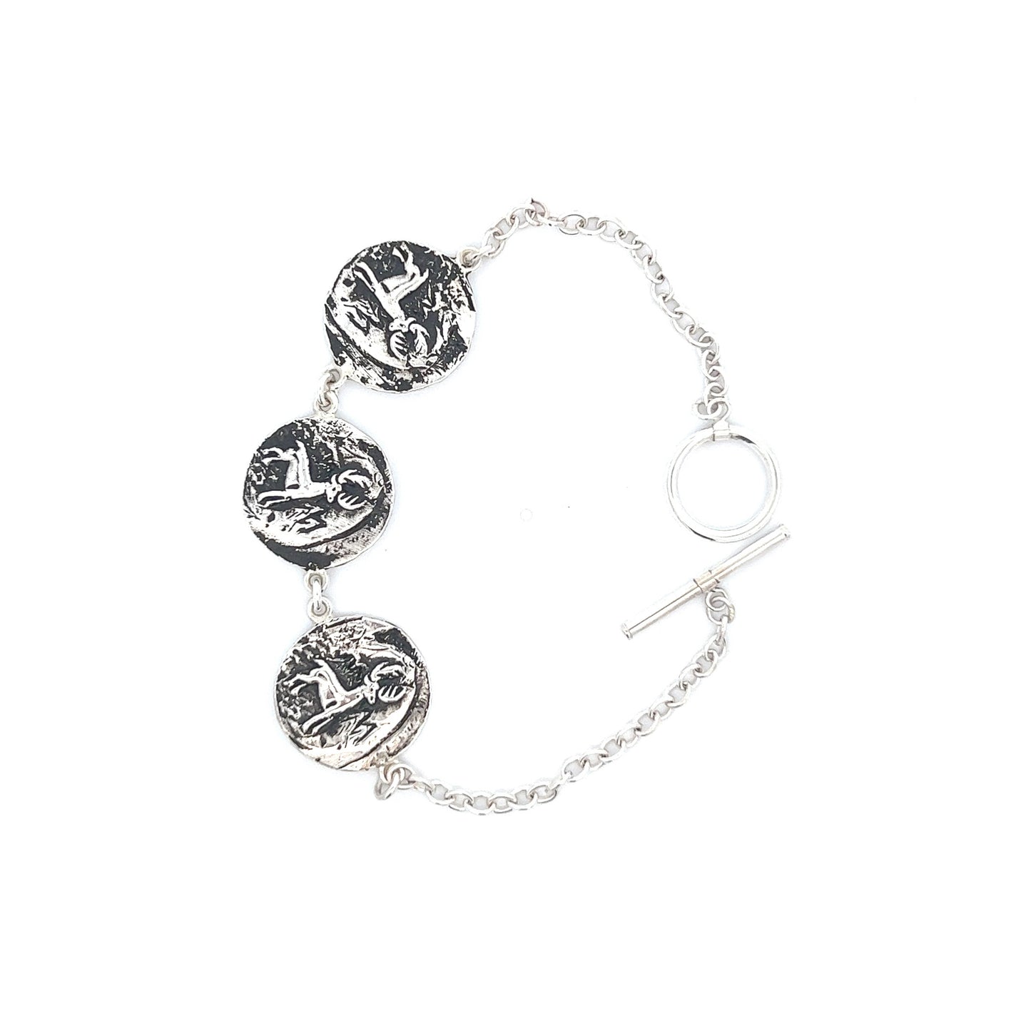 Silver 3 Deer Circle Bracelet