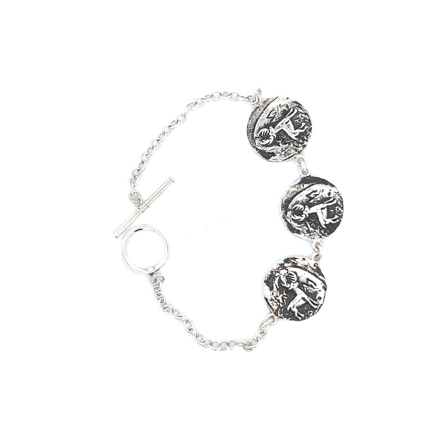 Silver 3 Deer Circle Bracelet