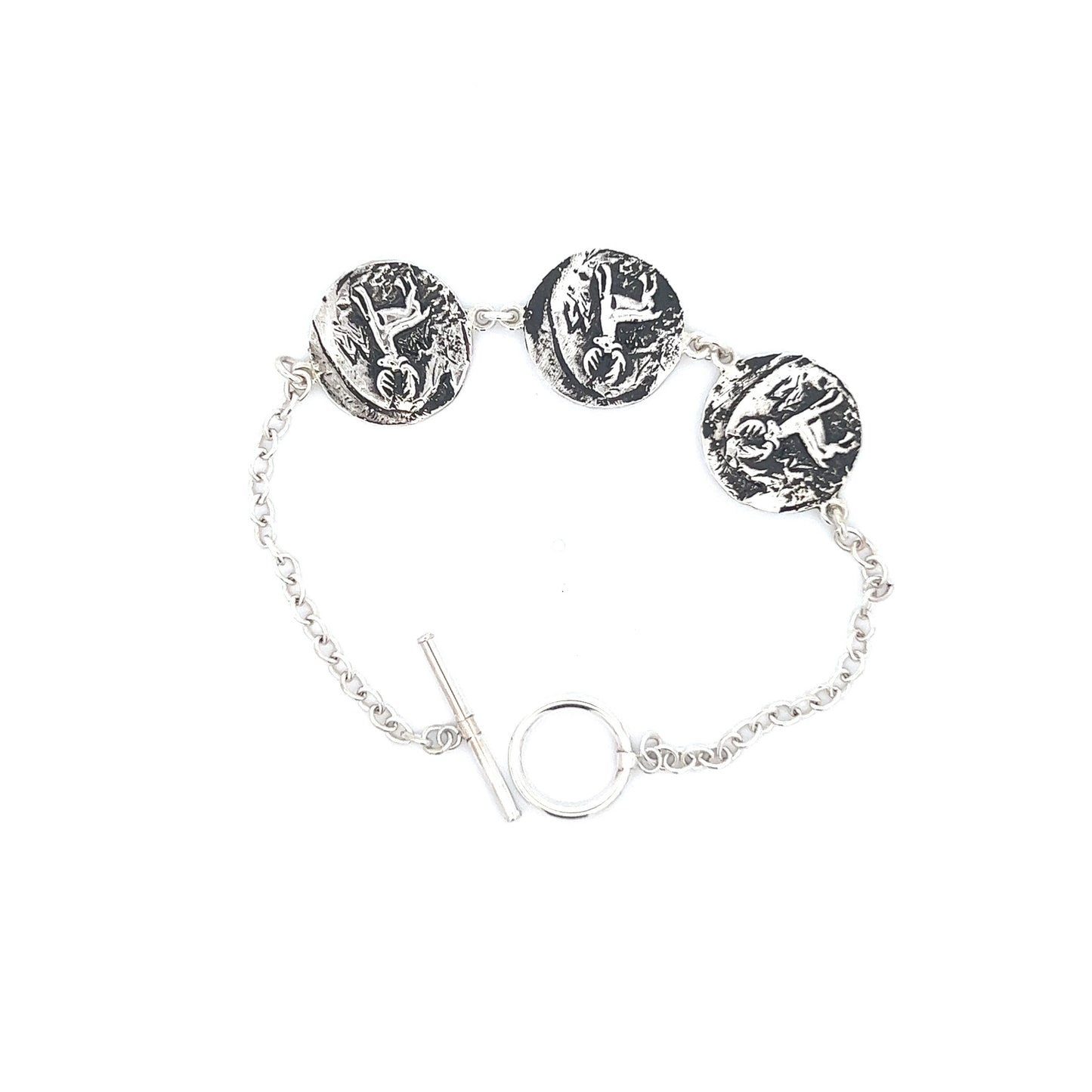 Silver 3 Deer Circle Bracelet