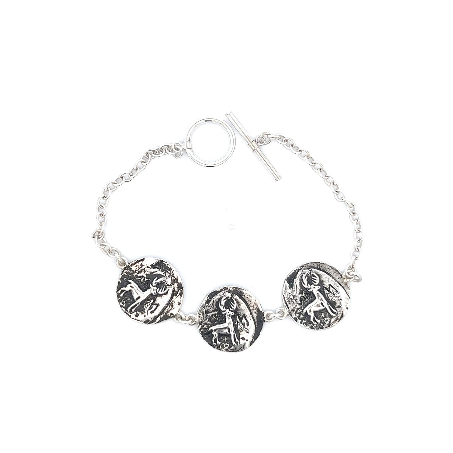 Silver 3 Deer Circle Bracelet