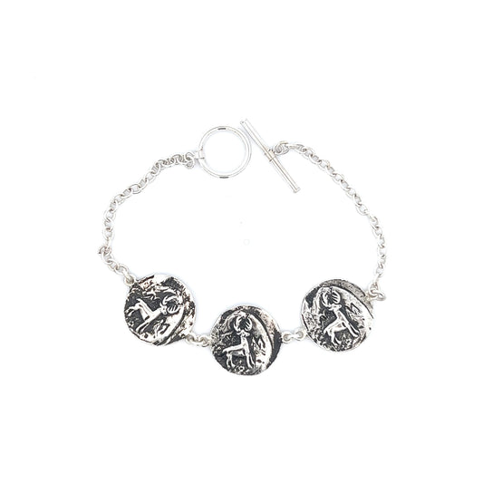 Silver 3 Deer Circle Bracelet