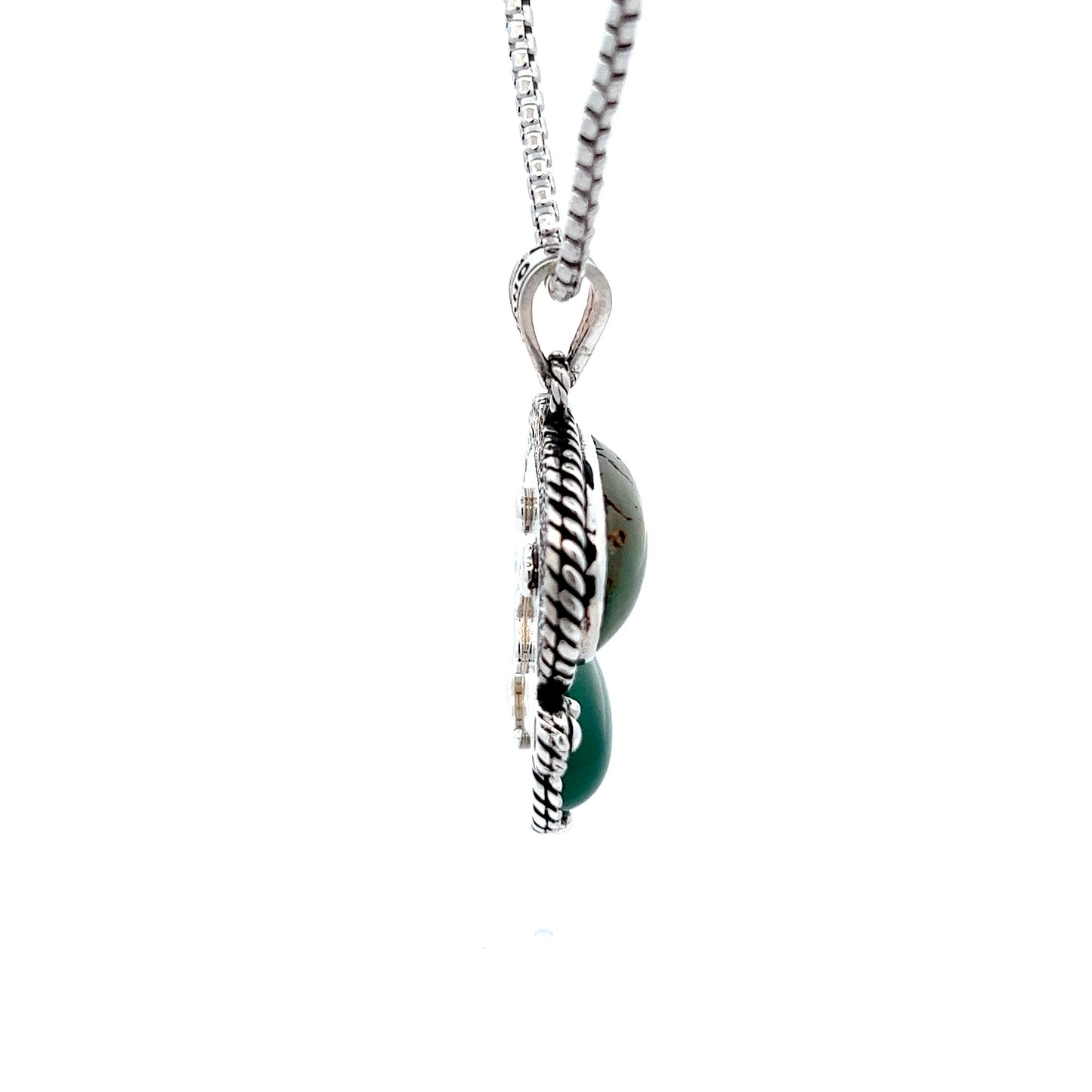 23CT Turquoise & Jade Stone Face Pendent