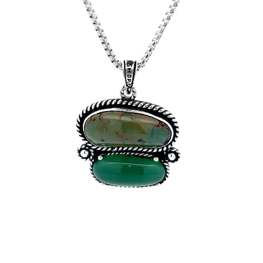 23CT Turquoise & Jade Stone Face Pendent