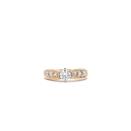 14Kt Y-Gold Pave Diamond Ring, Size 7