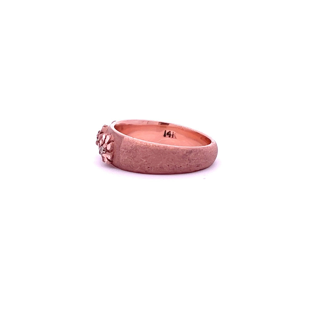 14Kt R-Gold 3-Flower Ring W/ 3 Chocolate Diamonds, Size 6.5
