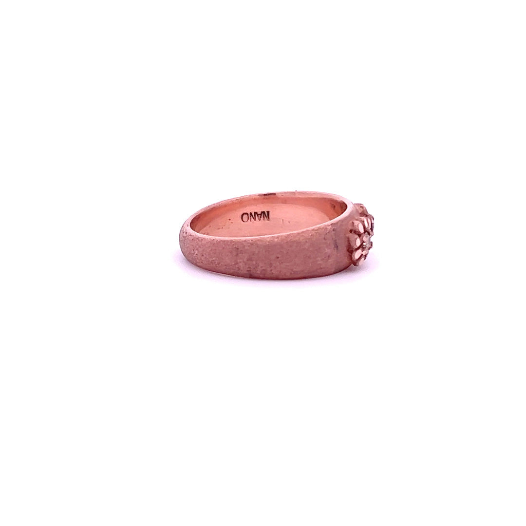 14Kt R-Gold 3-Flower Ring W/ 3 Chocolate Diamonds, Size 6.5