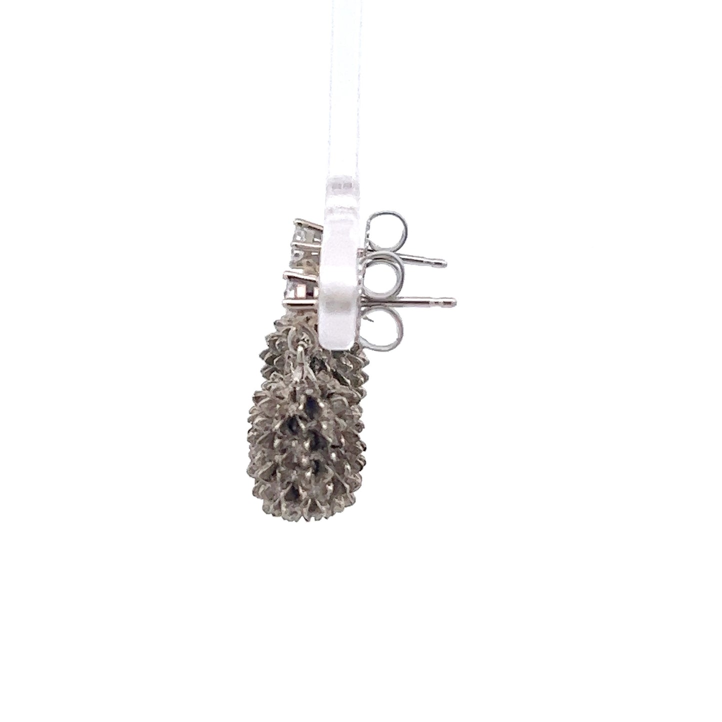 14Kt W-Gold Pine Cone Earrings w/ Diamonds