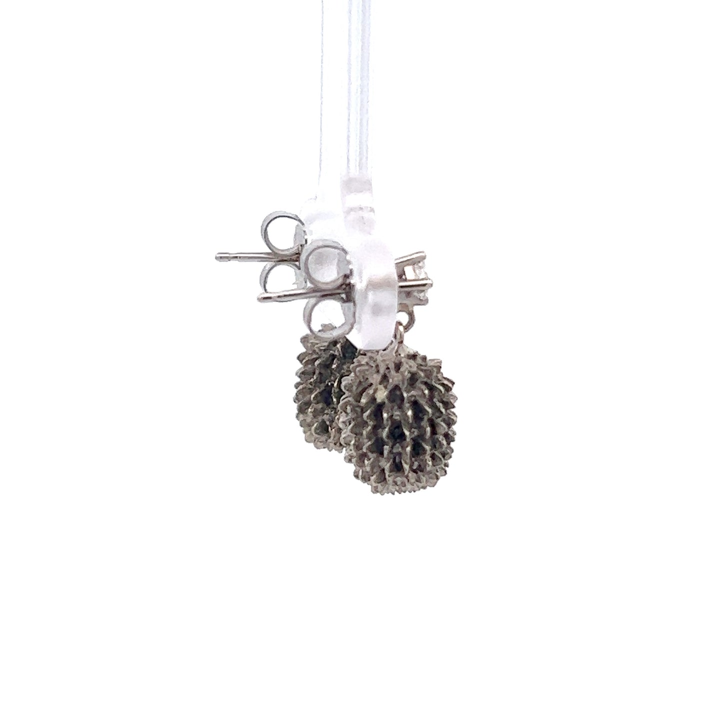 14Kt W-Gold Pine Cone Earrings w/ Diamonds