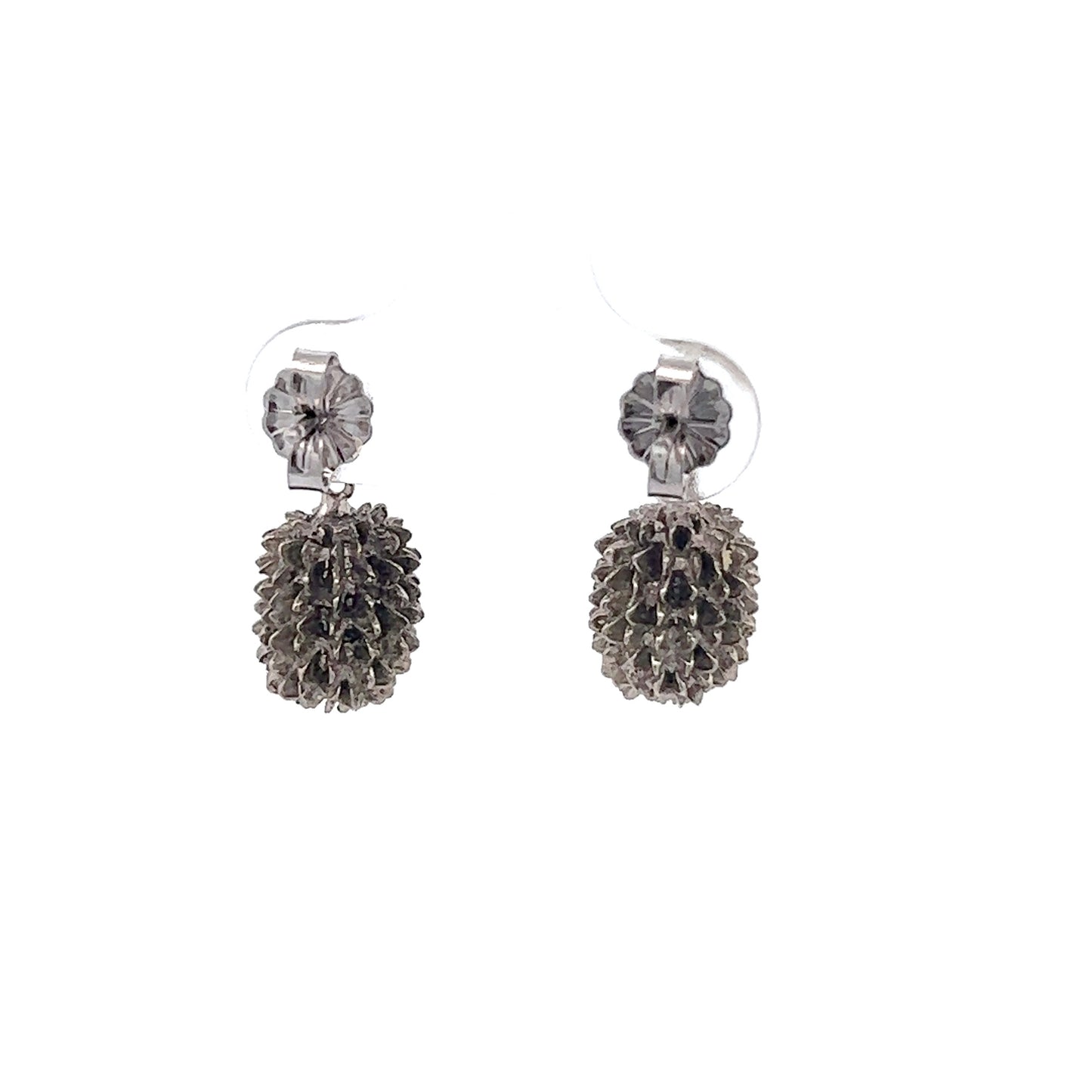 14Kt W-Gold Pine Cone Earrings w/ Diamonds