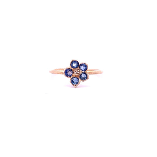18Kt Y-Gold Sapphire&Diamond ring, Size 6.75