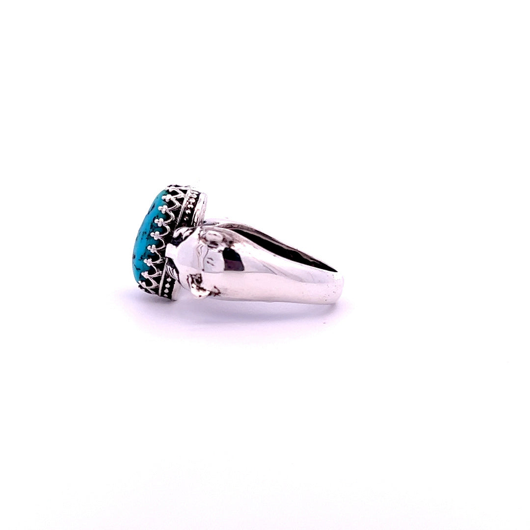 Silver Women's Turquoise Ring w/ Panther Head