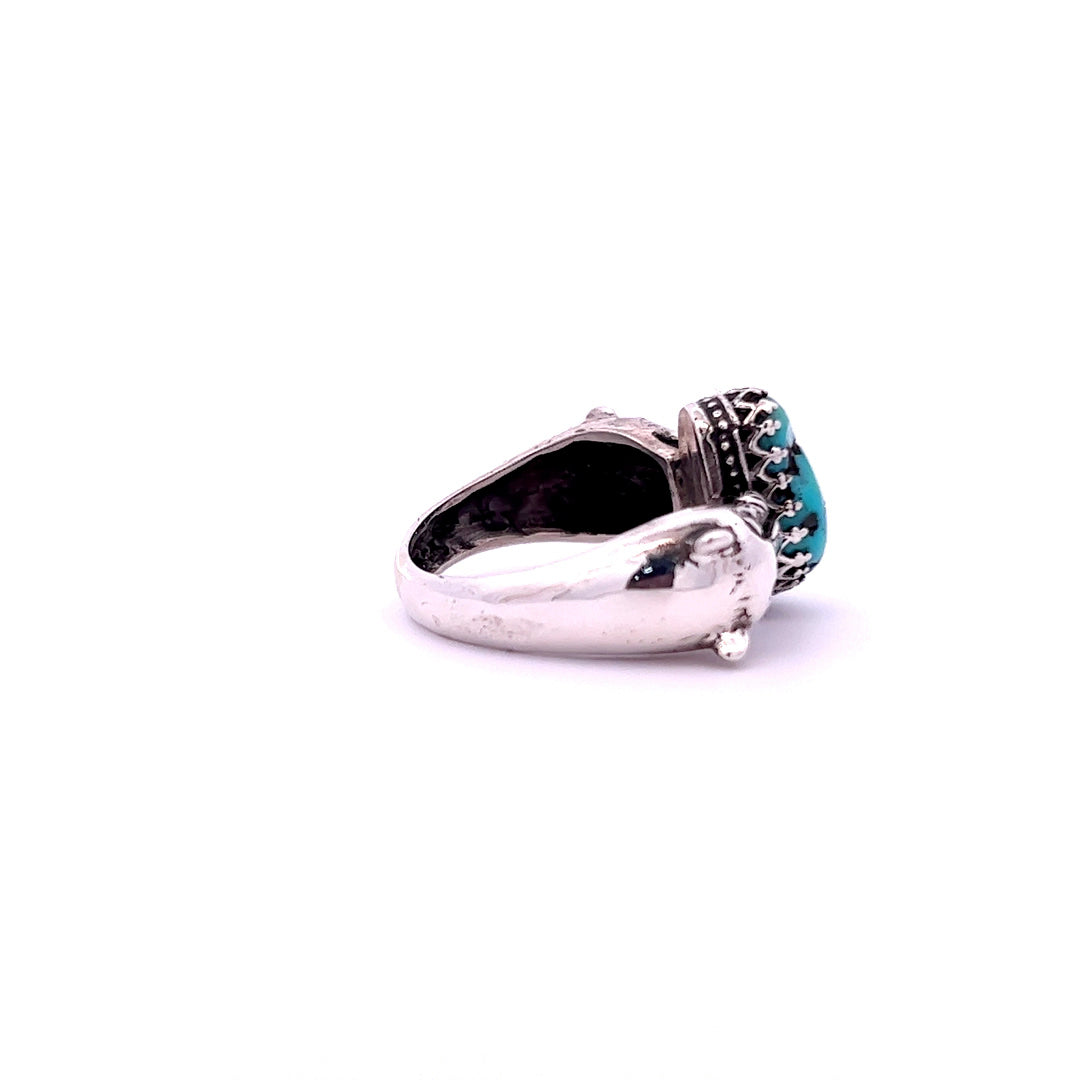 Silver Women's Turquoise Ring w/ Panther Head