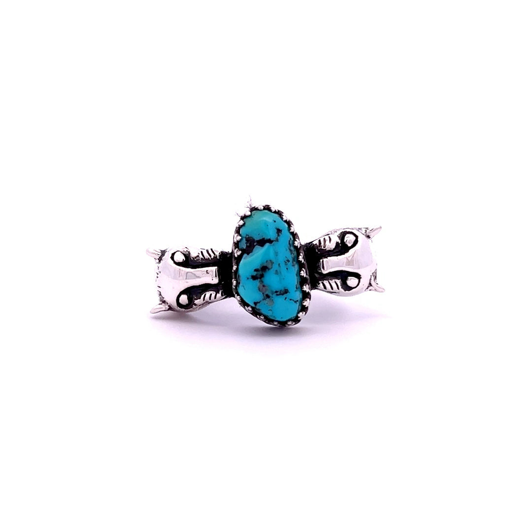 Silver Women's Turquoise Ring w/ Panther Head