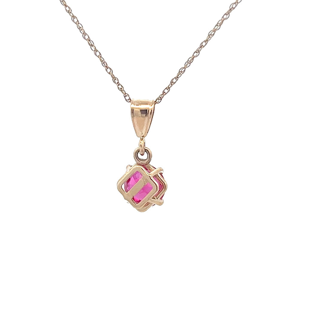 14Kt Y-Gold Pendant w/ Synthetic Ruby