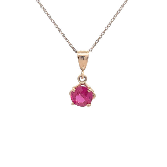 14Kt Y-Gold Pendant w/ Synthetic Ruby