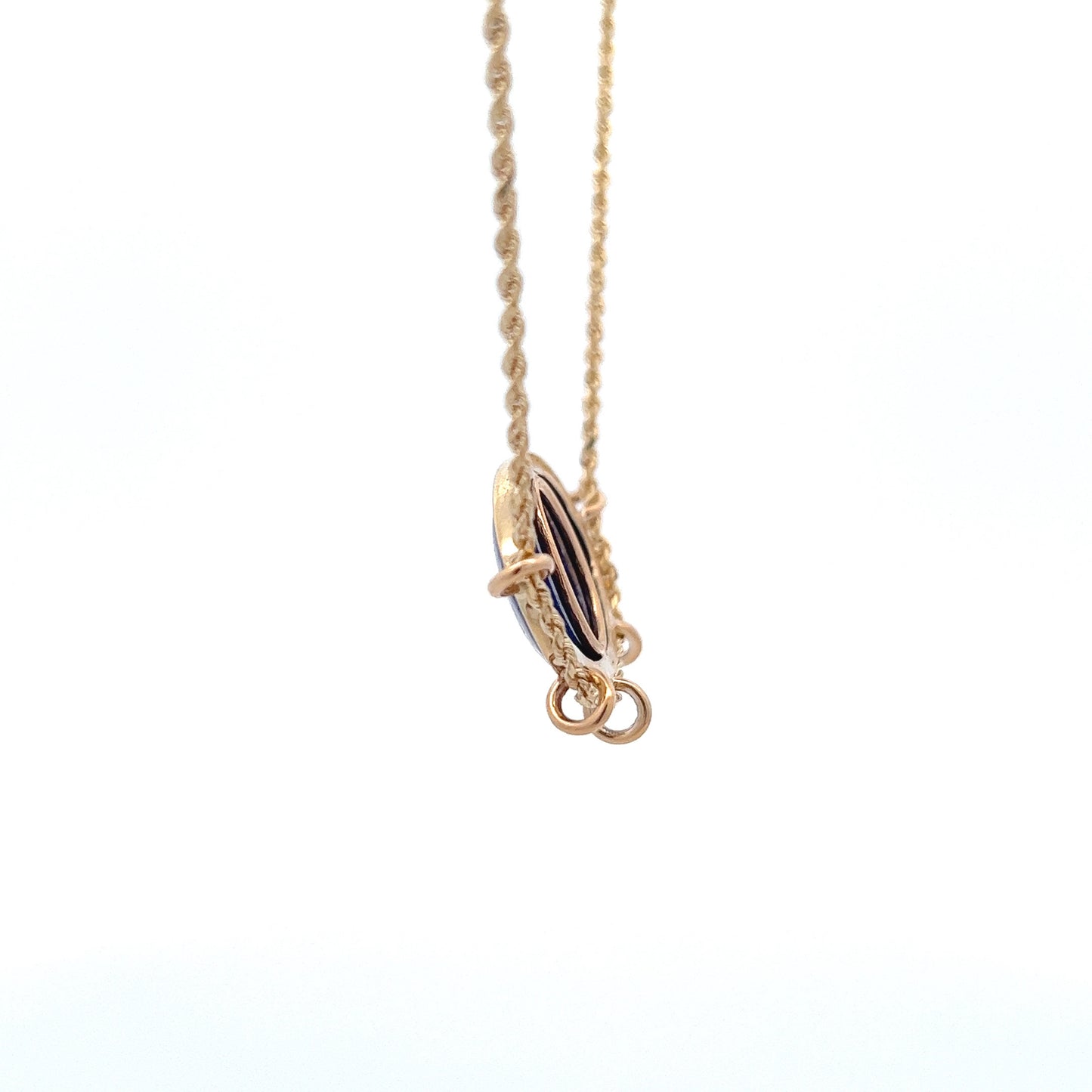 14Kt Y-Gold Rope Chain W/ Blue Lapiz Lazuli