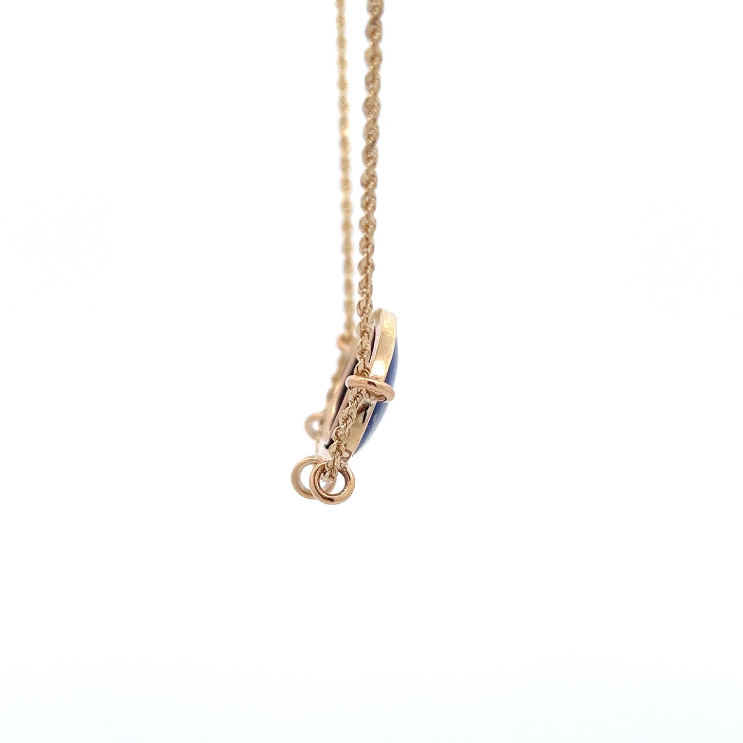 14Kt Y-Gold Rope Chain W/ Blue Lapiz Lazuli
