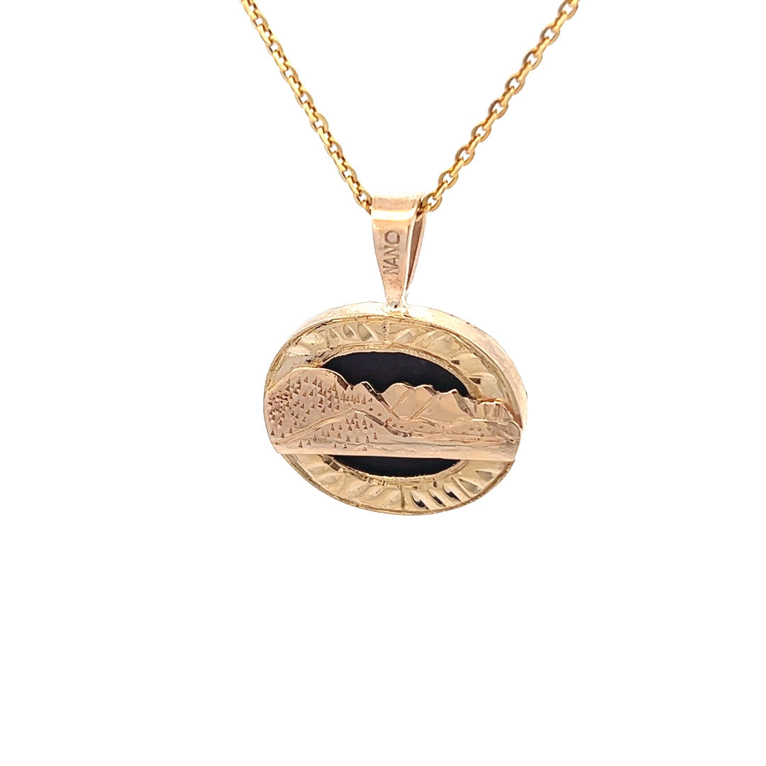 14Kt Y-Gold Reversable Mammoth Mountain Diamond Pendant