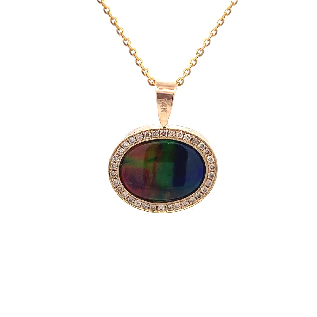 14Kt Y-Gold Reversable Mammoth Mountain Diamond Pendant