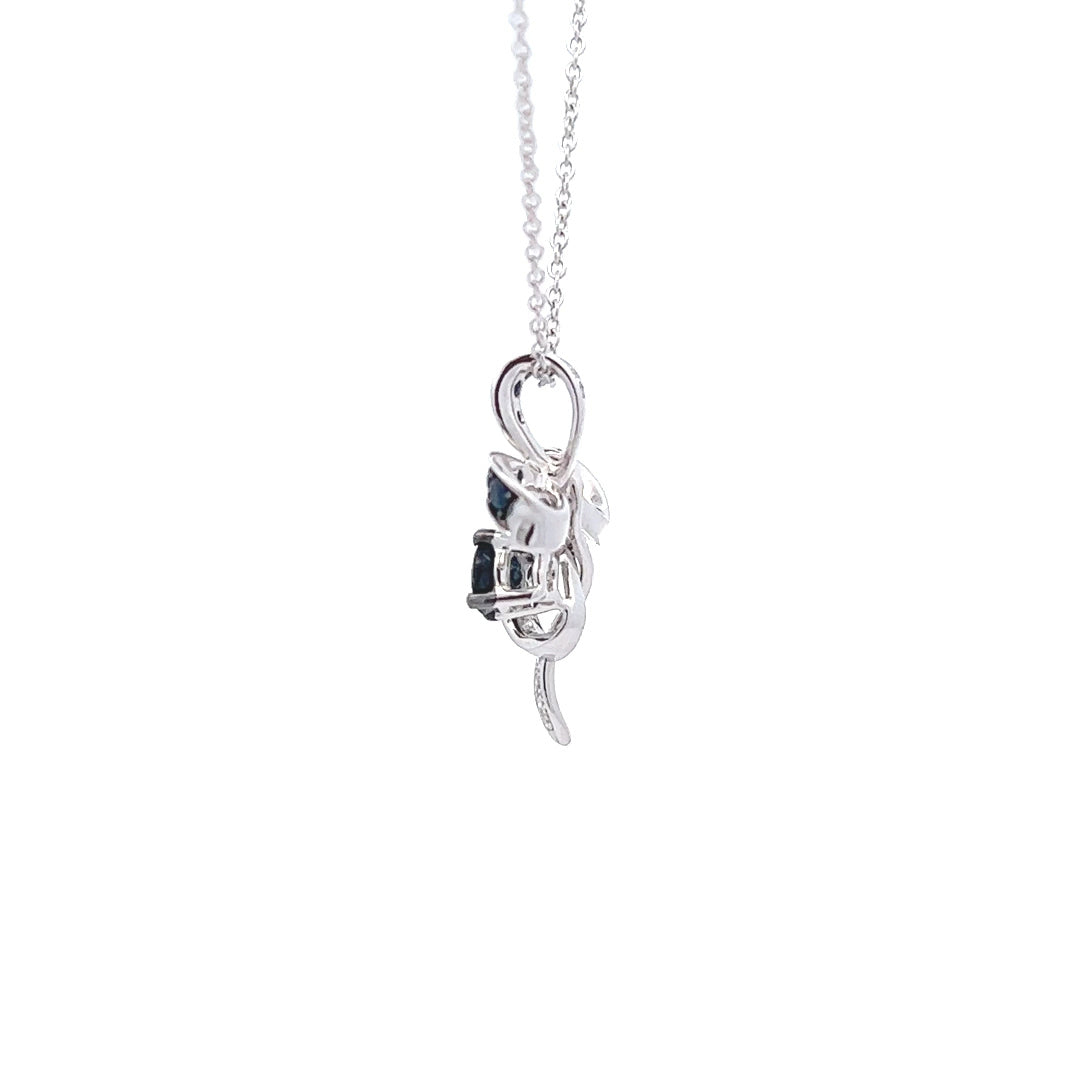 14Kt W-Gold Diamond & Sapphire Pendant