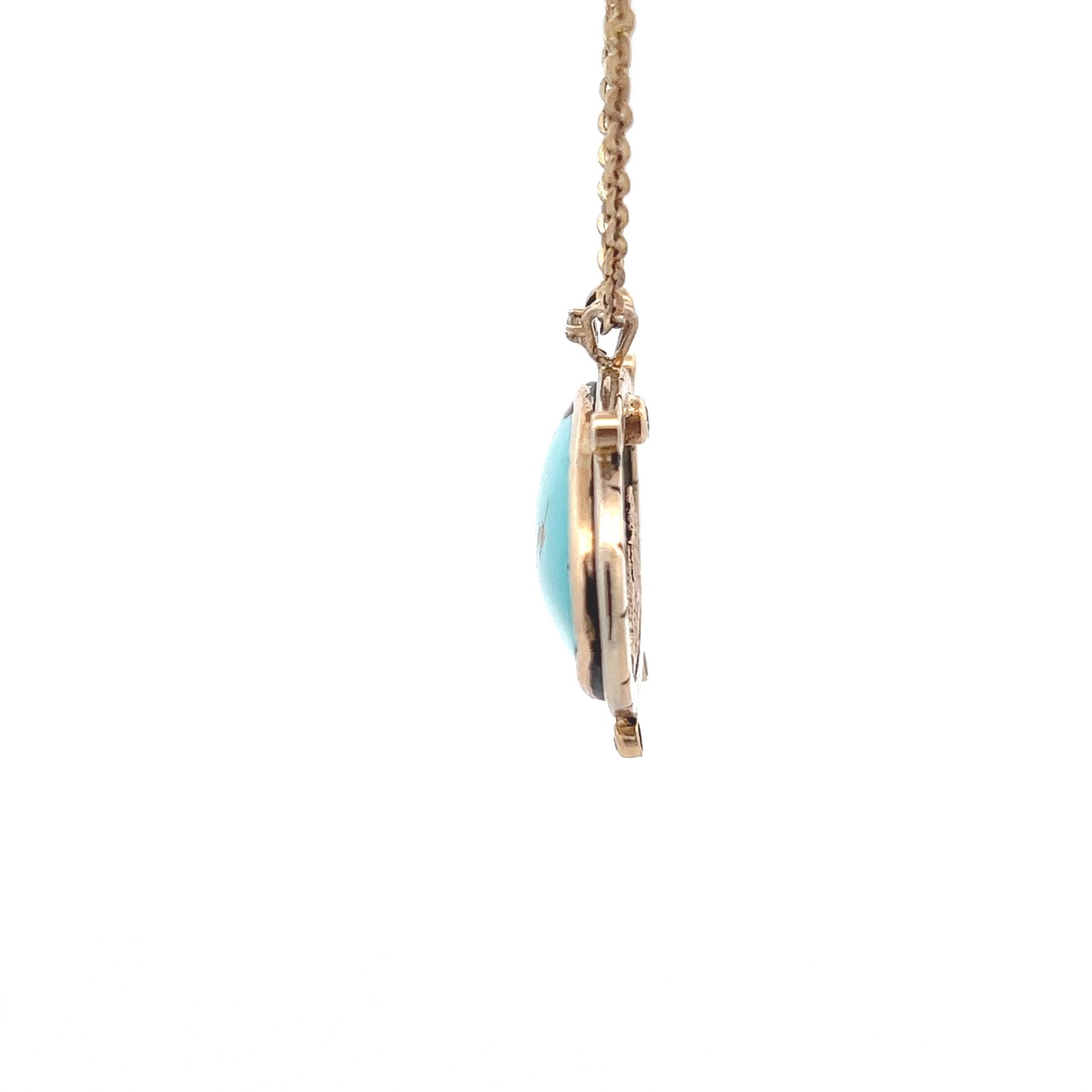 14Kt Two Tone Turquoise Reversable snow scene