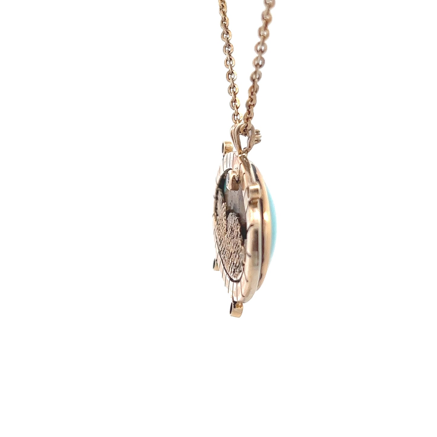 14Kt Two Tone Turquoise Reversable snow scene