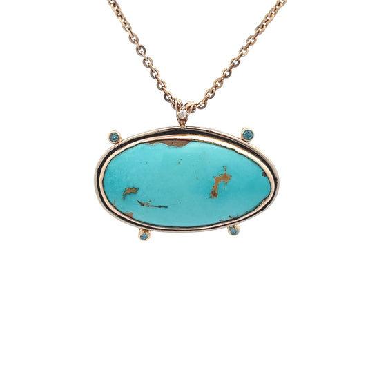 14Kt Two Tone Turquoise  Reversable snow scene