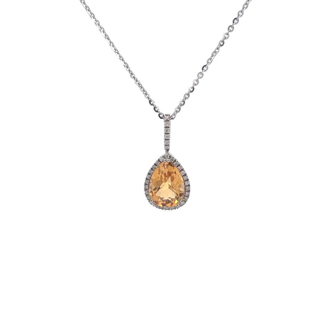 14Kt W-Gold Pear Shaped Citrine.