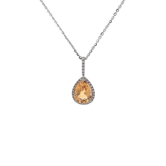 14Kt W-Gold Pear Shaped Citrine.