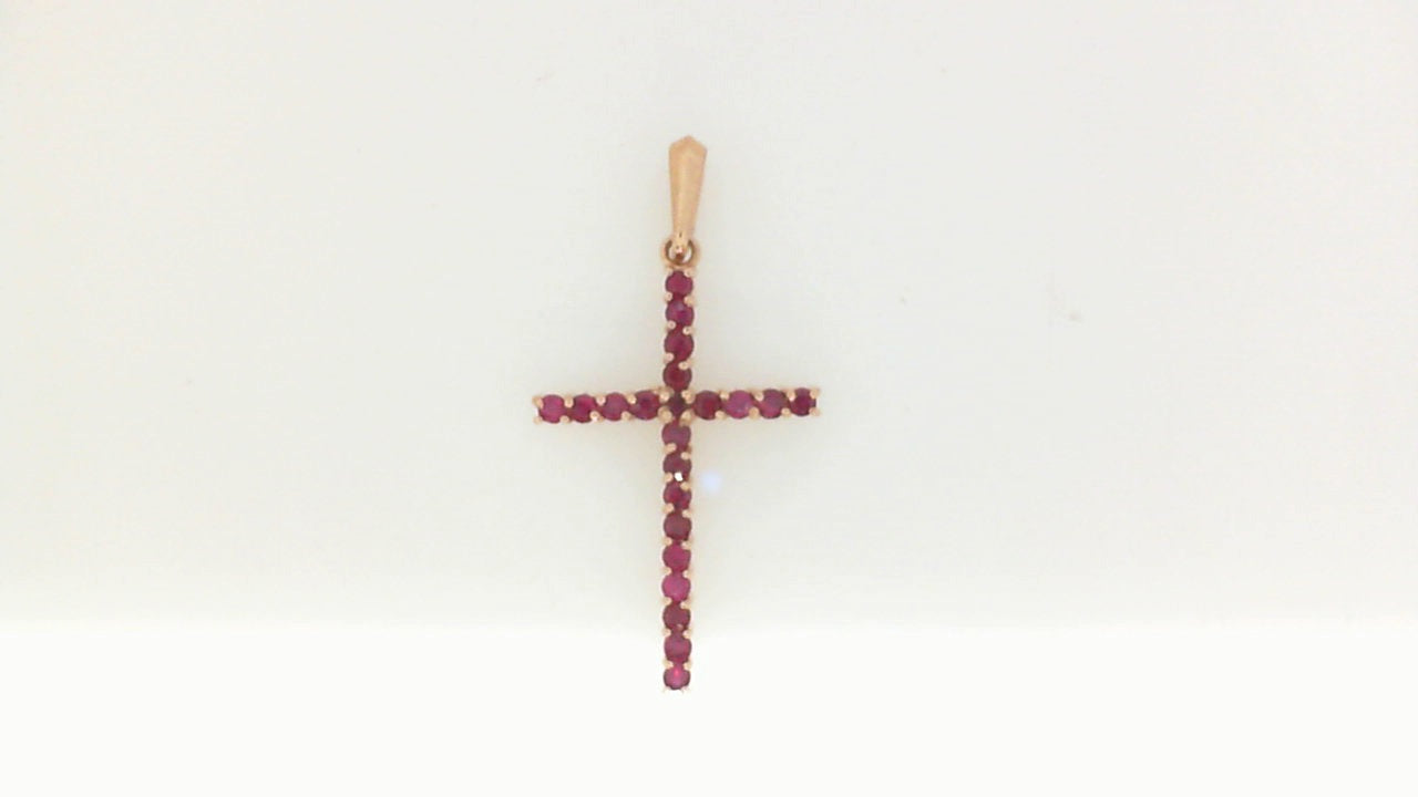 14Kt R-Gold Prong-Set Ruby Cross