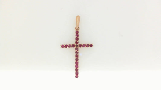 14Kt R-Gold Prong-Set Ruby Cross