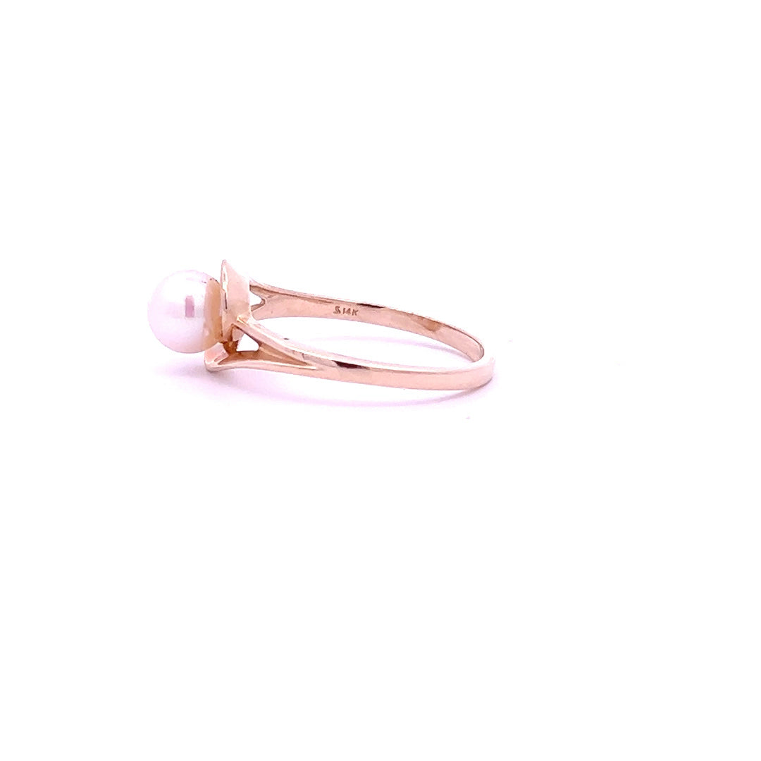 14Kt Y-Gold Akoya Cultured Pearl Ring, Size 7.75