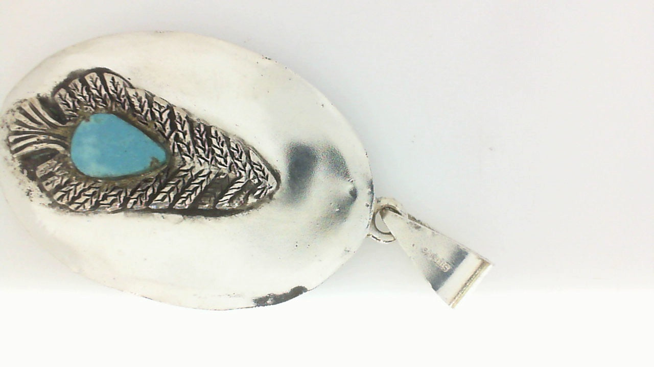 Silver Large Pendant w/ Brown/Orange Agate