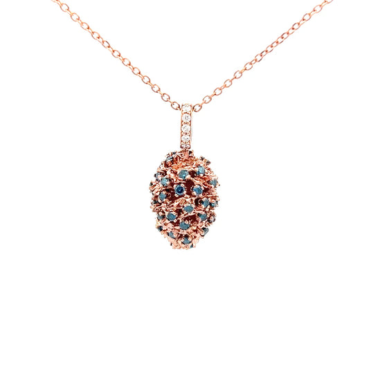 R-Gold Pinecone Pendant with Blue Diamonds