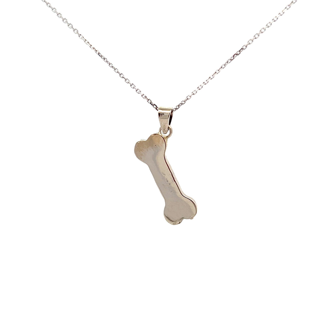 14Kt W-Gold Dog bone Diamond Pendent