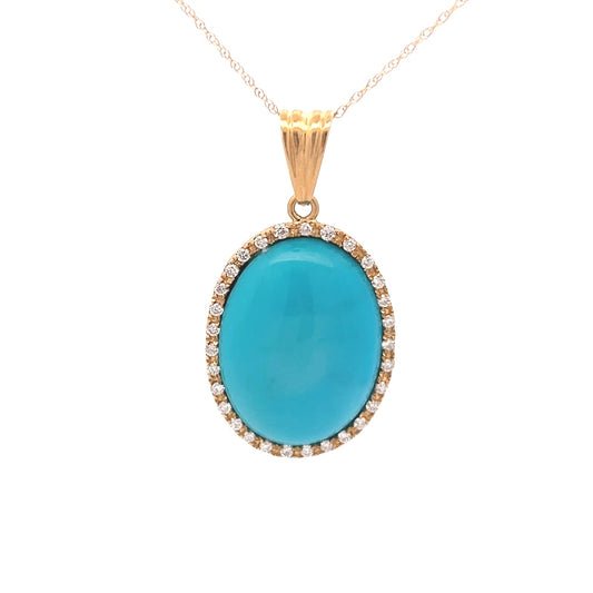 18Kt Y-Gold Turquoise Pendant