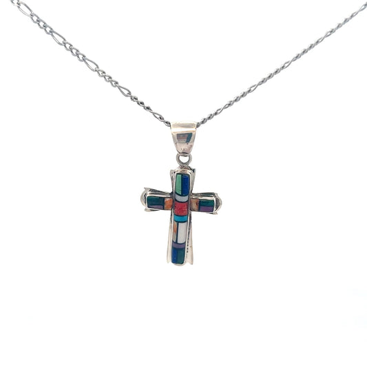 SS Cross with Multicolor Gemstone Inlays