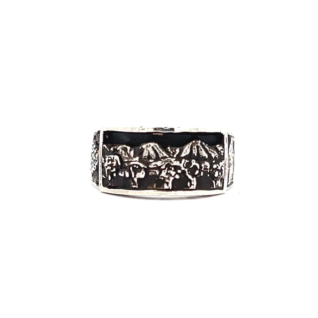 Silver Mountain Ring w/ Bishop, Mt.Tom & Tree Scene