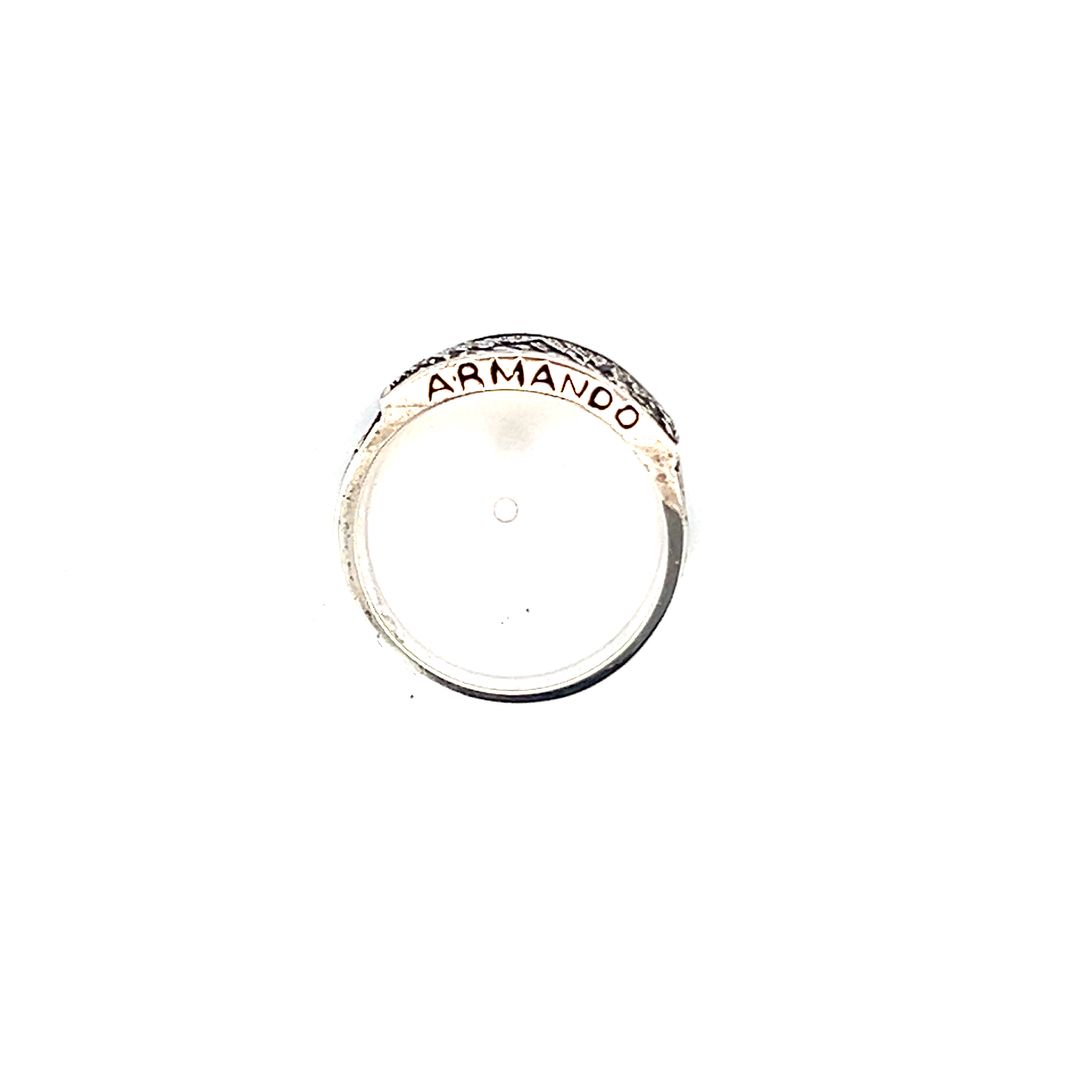 Silver Bishop Creek Canyon Scene Ring Black Enamel