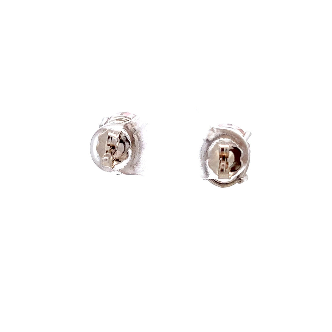14Kt W-Gold Oval Stud Earrings w/ Light Pink Morganite