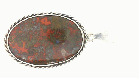 Silver Large Pendant w/ Brown/Orange Agate