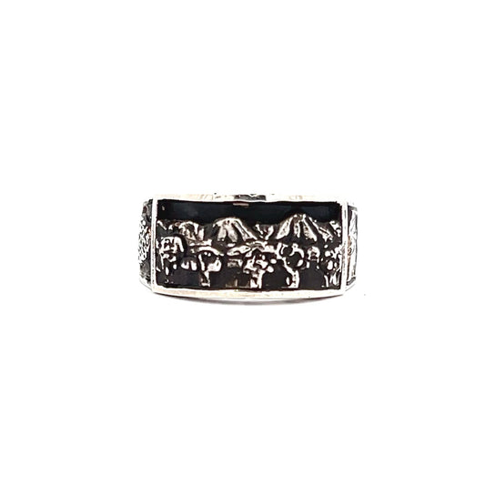 Silver Mountain Ring w/ Bishop, Mt.Tom & Tree Scene